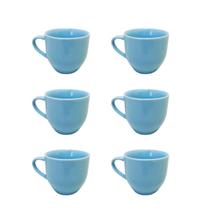 Kit 6 Xicaras Ceramica De Cha Azul 170Ml Com Suporte Kit 6 Xicaras Ceramica De Cha Azul 170Ml Com Suporte