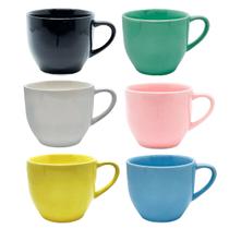 Kit 6 xicaras ceramica de cha coloridas 170ml Kit 6 xicaras ceramica de cha coloridas 170ml