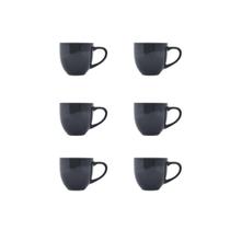 Kit 6 Xicaras Ceramica De Cha Preta 170Ml Com Suporte Kit 6 Xicaras Ceramica De Cha Preta 170Ml Com Suporte