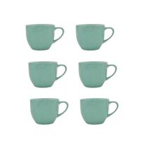 Kit 6 Xicaras Ceramica De Cha Verde 170Ml Com Suporte