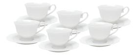 Kit 6 Xícaras Chá Porcelana C/pires Maldivas Branco 180ml Kit 6 Xícaras Chá Porcelana C/pires Maldivas Branco 180ml
