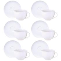 Kit 6 Xícaras com Pires Tramontina Maria Augusta Porcelana 250ml Chá Café Servir