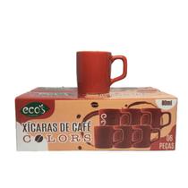 Kit 6 Xicaras De Café 80Ml Colors Vermelho- ECOS