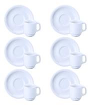 Kit 6 Xícaras De Café C/ Pires 70ml Porcelana Branca Schmidt