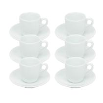 Kit 6 Xícaras de Café com Pires 50ml em Porcelana Branca Kit 6 Xícaras de Café com Pires 50ml em Porcelana Branca