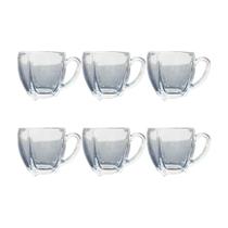 Kit 6 Xícaras de Café Vidro Love Em Casa Tem 195ml