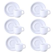 Kit 6 Xícaras De Chá C/ Pires Cilíndrica Porcelana Schmidt