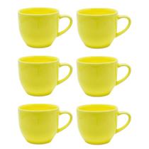 Kit 6 xicaras de cha ceramica 170ml amarela Kit 6 xicaras de cha ceramica 170ml amarela