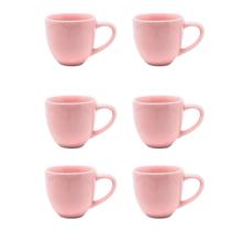 Kit 6 xicaras de chá ceramica 170ml rosa Kit 6 xicaras de chá ceramica 170ml rosa