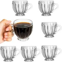 Kit 6 Xícaras de Cristal com Pé 80ml Para Café Chá Capuccino Elegância para Mesa Posta Decoração Sofisticado Copo Cozinha Utensílio Louça