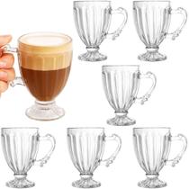Kit 6 Xícaras de Vidro 100ml com Pé Estilo Elegante Taça Copo para Café Chá Mesa Posta Cantinho Design Sofisticado Material Resistente Transparente