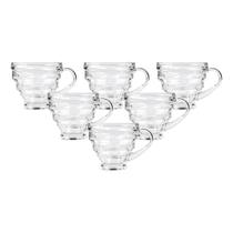 Kit 6 Xícaras De Vidro 200ml Com Alça Kora Mug Ideal Para Café E Chá Design Moderno