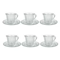 Kit 6 Xícaras De Vidro 90ml Com Pires Jogo De Caneca Pires Wavy Para Chá Café Chocolate Quente Presente
