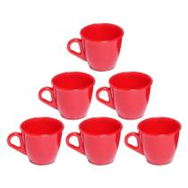 Kit 6 Xicaras Em Acrílico Cristal Café - Chá Decor Vermelha