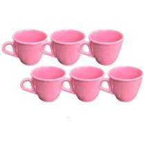 Kit 6 Xicaras em Acrílico Cristal para Café e Chá Decor - Rosa