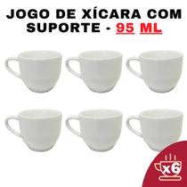 Kit 6 Xícaras Em Porcelana Branca 95Ml Jogo De Chá E Café