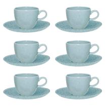 Kit 6 Xícaras Grandes 220Ml Ryo Blue Bay Oxford Porcelanas