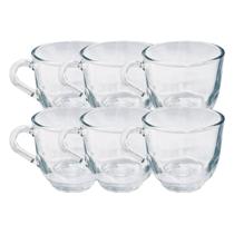 Kit 6 Xicaras Vidro Resistente 150ML Para Cha Cafe Transparente - PRATICASA