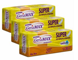 Kit 60 Absorventes Geriátrico Pós Parto Operatório Geriamax (3 pacotes c/20) Kit 60 Absorventes Geriátrico Pós Parto Operatório Geriamax (3 pacotes c/20)