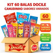 Kit 60 Balas Canudinho Docile Sabores Variados Bala Mastigável Sortida