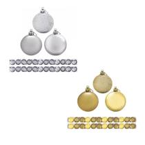 Kit 60 Bolas De Natal Dourada Prata 3cm Decoração Enfeite Pendente Árvore