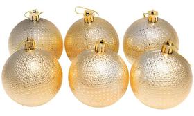 Kit 60 Bolas Natalinas Enfeite Árvore de Natal 6cm Dourado