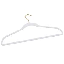 Kit 60 Cabides Veludo Branco Gancho Dourado Antideslizantes Kit 60 Cabides Veludo Branco Gancho Dourado Antideslizantes