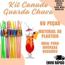 Kit 60 Canudo Guarda Chuva Festas Eventos Drinks