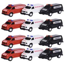 Kit 60 Carro Carrinho Brinquedo Furgão Polícia Bombeiro Ambulância