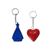 Kit 60 Chaveiros Religiosos Nossa Senhora + Coração Vermelho Devoção