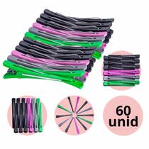 Kit 60 Clips Para Cabelo Presilhas Prendedor Profissional Bico De Pato Colorido