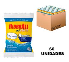 KIT 60 Cloro pastilha 5 em 1 HCLpenta 200gr Hidroall