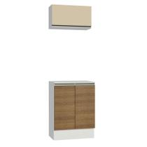 Kit 60 cm Madesa Smart 100% MDF 2 Portas e 1 Suspensa Com Tampo - Branco/Rustic/Crema Kit 60 cm Madesa Smart 100% MDF 2 Portas e 1 Suspensa Com Tampo - Branco/Rustic/Crema