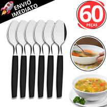 Kit 60 Colher De Sopa Premium Cabo De Plástico Sopas Caldos Lanchonete Restaurante Buffet Cozinha