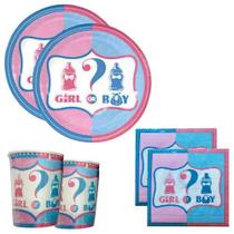 KIT 60 Convidados Pratos Copos Guardanapo Papel Chá Revelação Menina Menino Festa KIT 60 Convidados Pratos Copos Guardanapo Papel Chá Revelação Menina Menino Festa