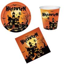 Kit 60 Convidados Pratos Copos Guardanapo Papel Halloween Kit 60 Convidados Pratos Copos Guardanapo Papel Halloween