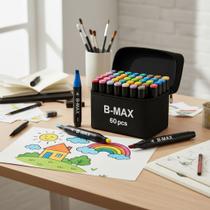 Kit 60 Cores De Canetinhas Touch Pontas Duplas Com Estojo Sortimento para livro de colorir