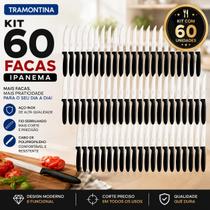 Kit 60 Facas Tramontina Ipanema Inox Cabo Preto para Churrasco e Uso Profissional