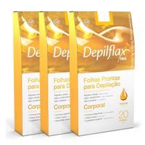 Kit 60 Folhas Depilatória Corporal Natural Hidrata Depilflax