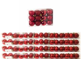 Kit 60 Mini Bolas Natal Vermelha Glitter, Fosca, Lisa 3cm - Master Christmas