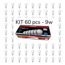Kit 60 pcs lâmpadas bulbo 9w e27 luz branca 6500k avant