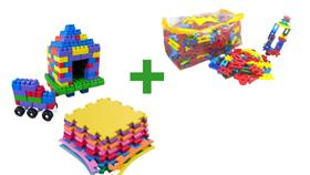 Kit 60 peças de multi blocos infantil + 60 peças de lig barras para montar infantil + 5 tatames 50x50 antiderrapantes Kit 60 peças de multi blocos infantil + 60 peças de lig barras para montar infantil + 5 tatames 50x50 antiderrapantes