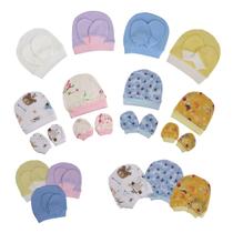 Kit 60 Peças Toucas e Luvinhas Bebê Recém Nascido