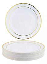 Kit 60 Pratos Sobremesa 19cm Descartáveis de Luxo em Plástico - Gold