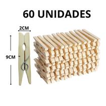 Kit 60 Prendedor Gigante Para Roupas De Madeira