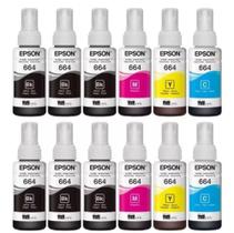 Kit 60 Refil Tinta T664 664 L355 L395 L220 L455 L380 L375 664 L365 preto e color Kit 60 Refil Tinta T664 664 L355 L395 L220 L455 L380 L375 664 L365 preto e color