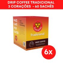 Kit 60 Sachês Drip Coffee Café 3 Corações Tradicional 10g
