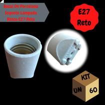 Kit 60 Soquetes De Porcelana Reto Para Lâmpada Base E27