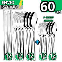 Kit 60 Talheres em Inox Premium 12 Garfo 12 Faca 12 Colher 12 Colher de Sobremesa 12 Garfo Sobremesa Kit 60 Talheres em Inox Premium 12 Garfo 12 Faca 12 Colher 12 Colher de Sobremesa 12 Garfo Sobremesa