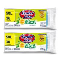 Kit 60 Un Saco De Lixo Embalixo 50 Litros Perfumado Citrus
